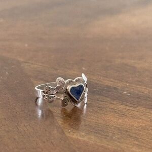 Vintage Silver Heart Ring with lapis